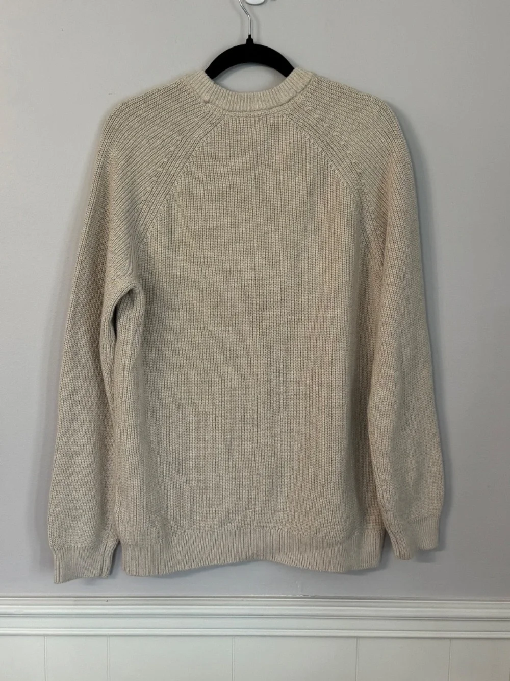 Quince Men's 100% Organic Cotton Ribbed Stitch Crewneck Speckled Beige Sz L NWT